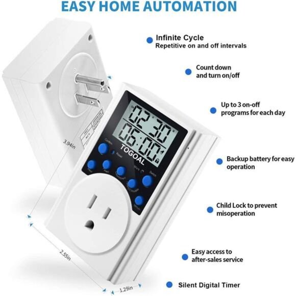 Digital Infinite Repeat Cycle Timer Plug with Countdown and 24 Hour Daily on-Off - Picture 6 of 7